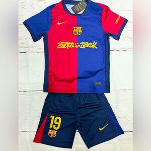 YOUTH Lamine Yamal #19 Nike Soccer Jersey Kids Kit Jersey + Shorts (MEDIUM)
